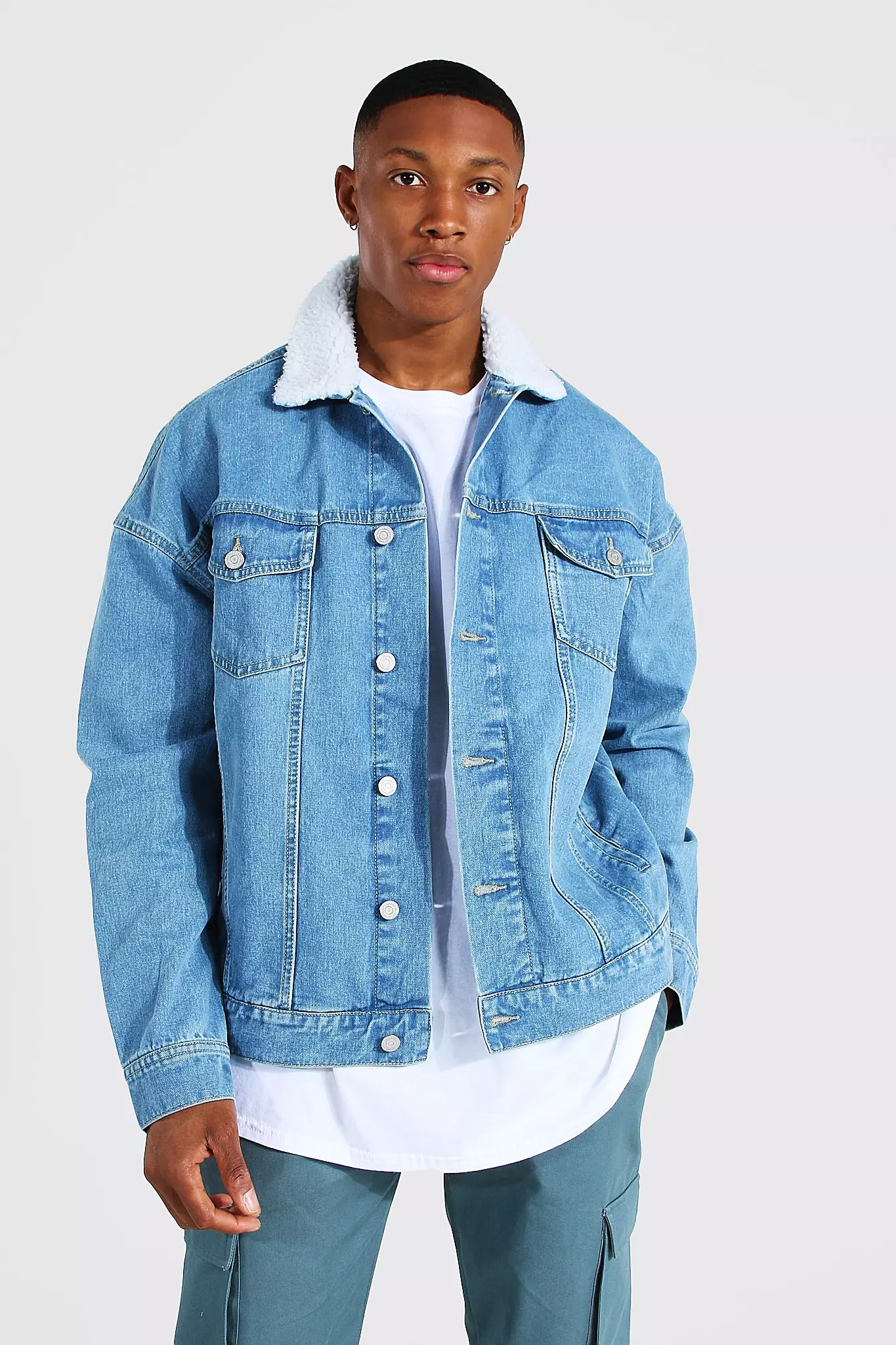 Oversized denim deals borg jacket